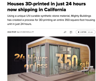 3D打印房屋：24小时可完成，节省95% 人工成本